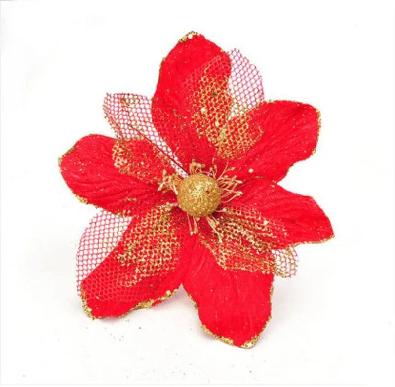 n 5 шт./лот,, Рождество, 22 см, искусственные цветы, блестящие, Poinsettia, украшения для дома, фестивали, рождественская елка, украшения, вечерние принадлежности - Цвет: n