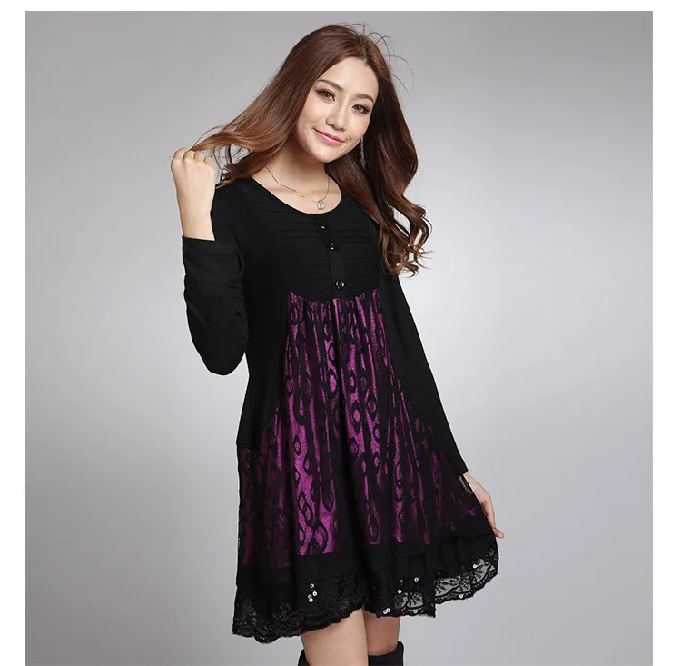 Бесплатная доставка 2019 весенняя одежда большого размера кружевное базовое