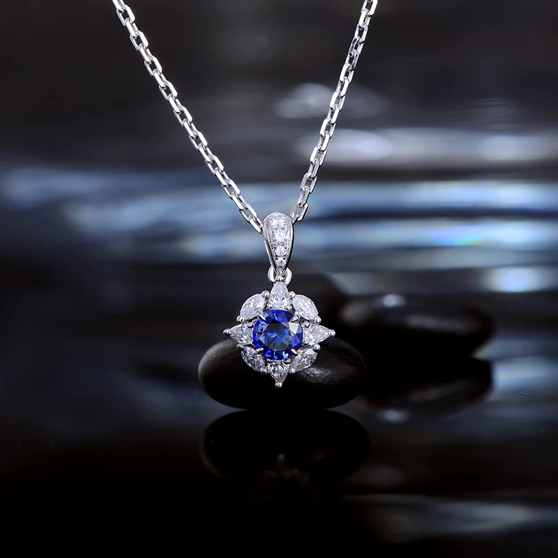 Caimao 0.36ct натуральный голубой сапфир маркиза груша бриллианты 14kt Белое Золото Изысканный кулон для женщин