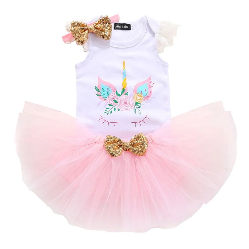 Платье с единорогом для девочек; летняя одежда для новорожденных; платья для девочек+ повязка на голову с единорогом; подарок на первый день рождения для девочек; платья для малышей