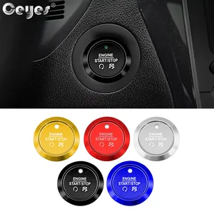 Наклейки Ceyes для стайлинга автомобилей, накладки на кнопки запуска и остановки двигателя, кольца зажигания, аксессуары, чехол для Ford Explorer Edge, Mustang Fusion