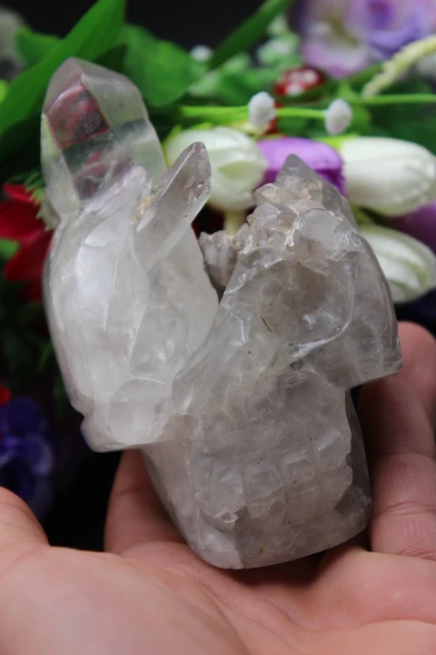 

509 grams of natural quartz crystal white crystal skull specimen cluster