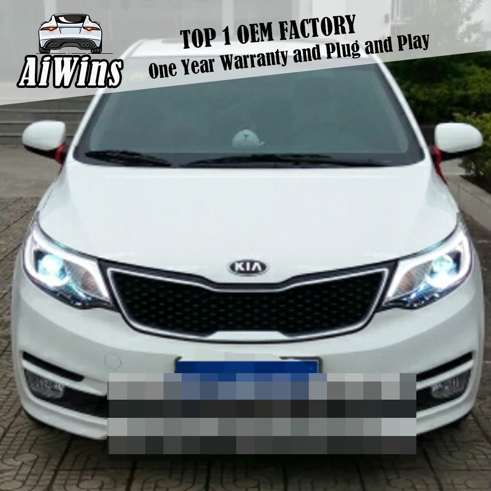 Aiwins Стайлинг Головной фонарь для Kia K2 фары 2015 Новый Rio светодиодный DRL Bi Xenon