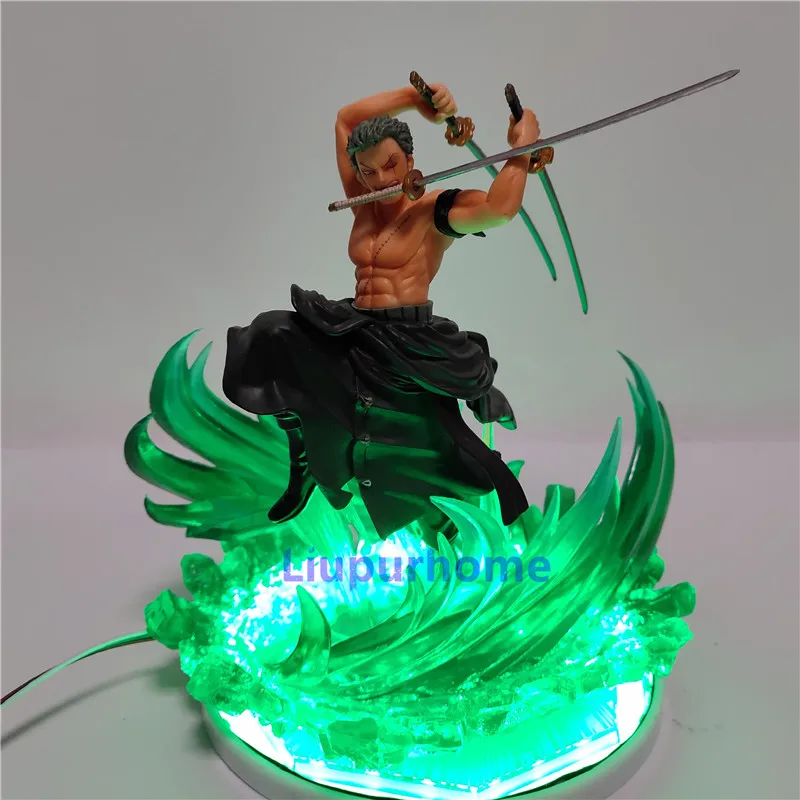 Один кусок Zoro рисунок 3D светодиодный ночник one piece Аниме Roronoa Zoro светодиодный настольный светильник украшение цвет меняется с зеленым основанием