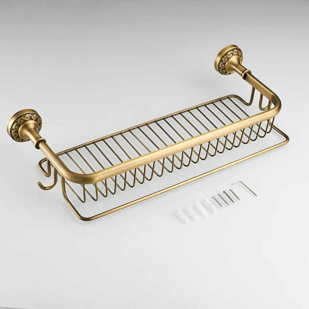 Полки для ванной комнаты античная латунная одноуровневая полка хранения шампуня