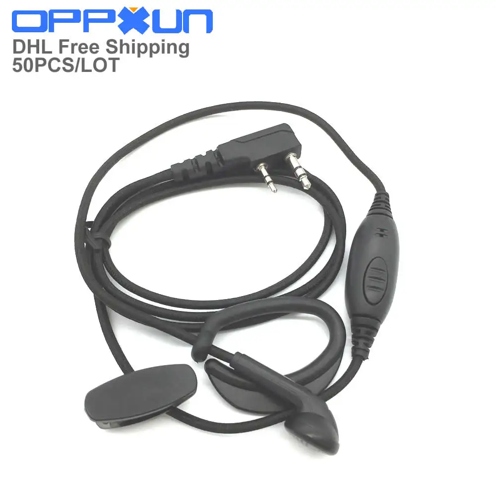 50 шт./лот 2 Pin гарнитура PTT с микрофоном для KENWOOD KPG27D TH-D7 TK-270 BAOFENG BF-888S UV-5R Ham Радио Walkie