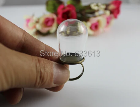 

NEW!! 30*18mm Glass oval Round Cover Vial Pendant Locket globe Bottle Finger Ring Set (glass+ring)