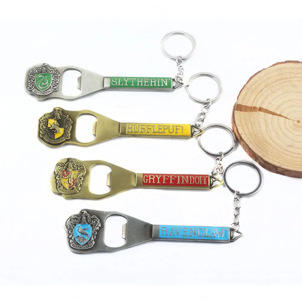 HP Potter Key Chain Beer Bottle Opener Gryffindor Slytheriny Metal Keyring Portable Toy Figures For Gifts