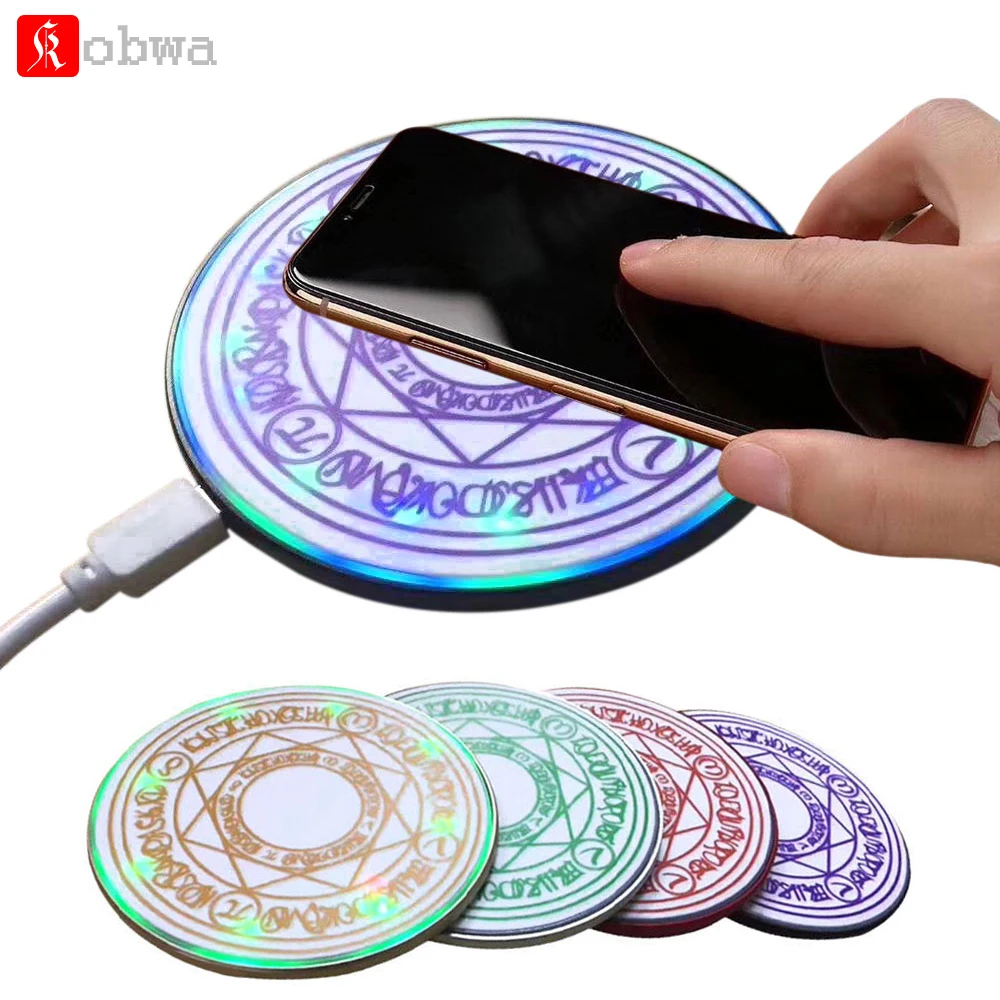 4 Colors Mini Glowing Magic Array Wireless Charger Universal Qi Fast Charge Stand Pad for iPhone Samsung Huawei | Электроника