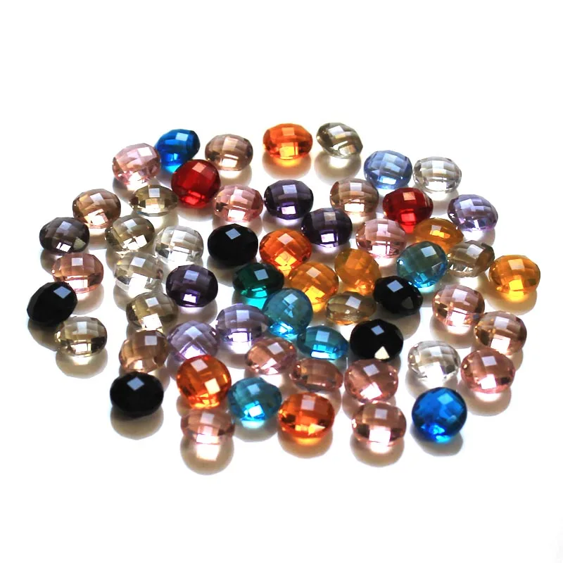 StreBelle AAA NO hole 8mm faceted round button shape glass crystal glue-on necklace accessories for fashion DIY beads 60pcs/Bag | Украшения