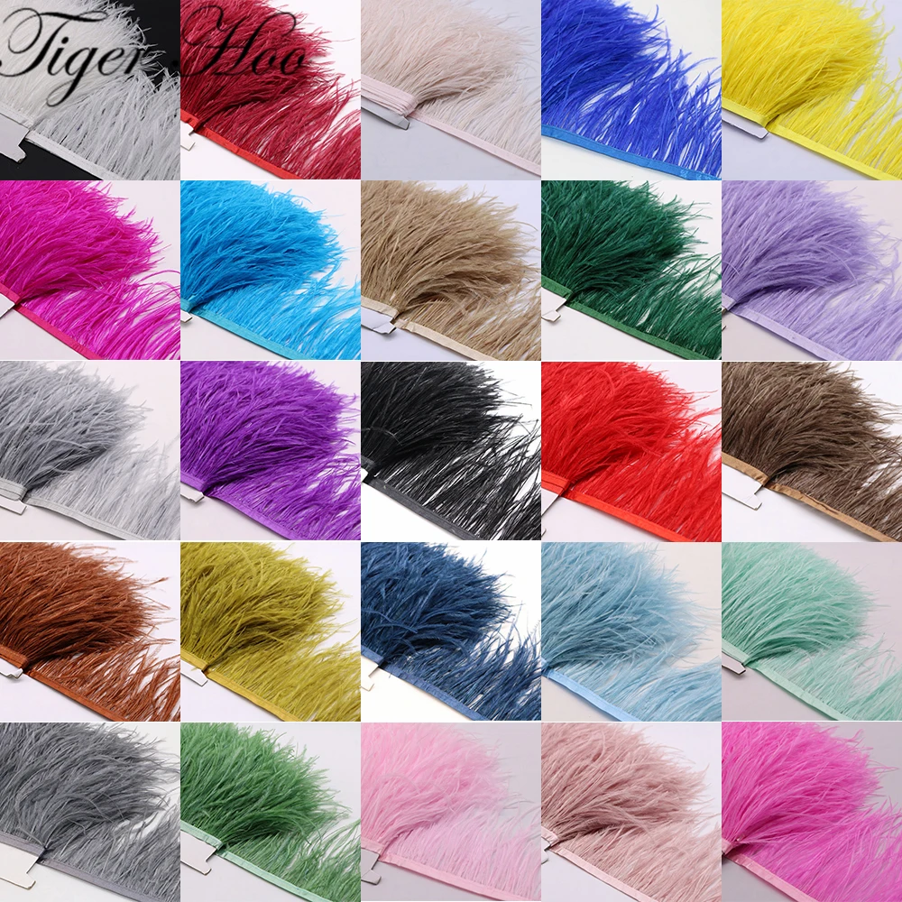 10 метров натуральные перья страуса Бахрома DIY Одежда перо Кружева Высота 15 см для