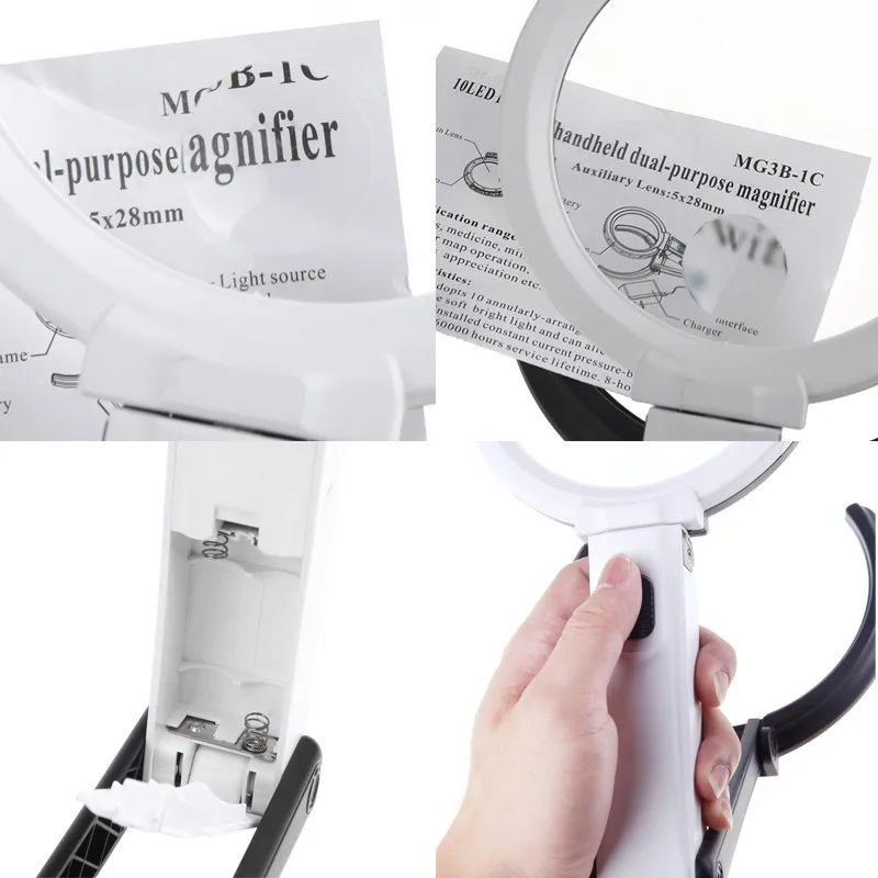 Lamp Magnifier light Embroidery 2X Hands Free 5X Lens LUPAS for Magnifying Glass with LED Loupe | Инструменты