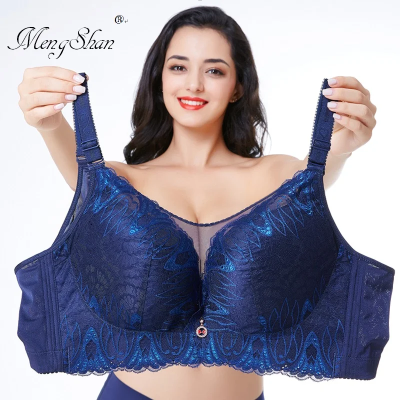 

underwear womenThin cotton cup lace size underwear Fat MM 200 kg Sexy Puncture Large cup bra without steel bra lingerie femme