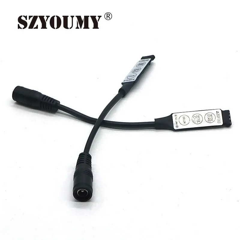 SZYOUMY 12 В 24 светодиодный RGB контроллер мини 3 клавиши DC Plug wire LED черный белый диммер