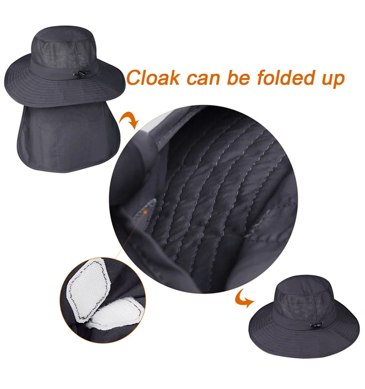 FURTALK Summer Sun Hat for Men Women Wide Brim UV Sun Protection Safari Hat with Neck Flap Outdoor Fishing Hiking Camping Cap