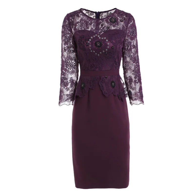 Vestidos De Festa, осенне-зимние Модные Коктейльные Вечерние женские платья, Тюлевое кружевное платье-футляр с вышивкой в стиле пэчворк