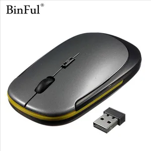 BinFul 2,4G беспроводная мышь с USB-приемником, ультратонкая Беспроводная оптическая мини-мышь для ноутбука, ПК, оптическая игровая мышь