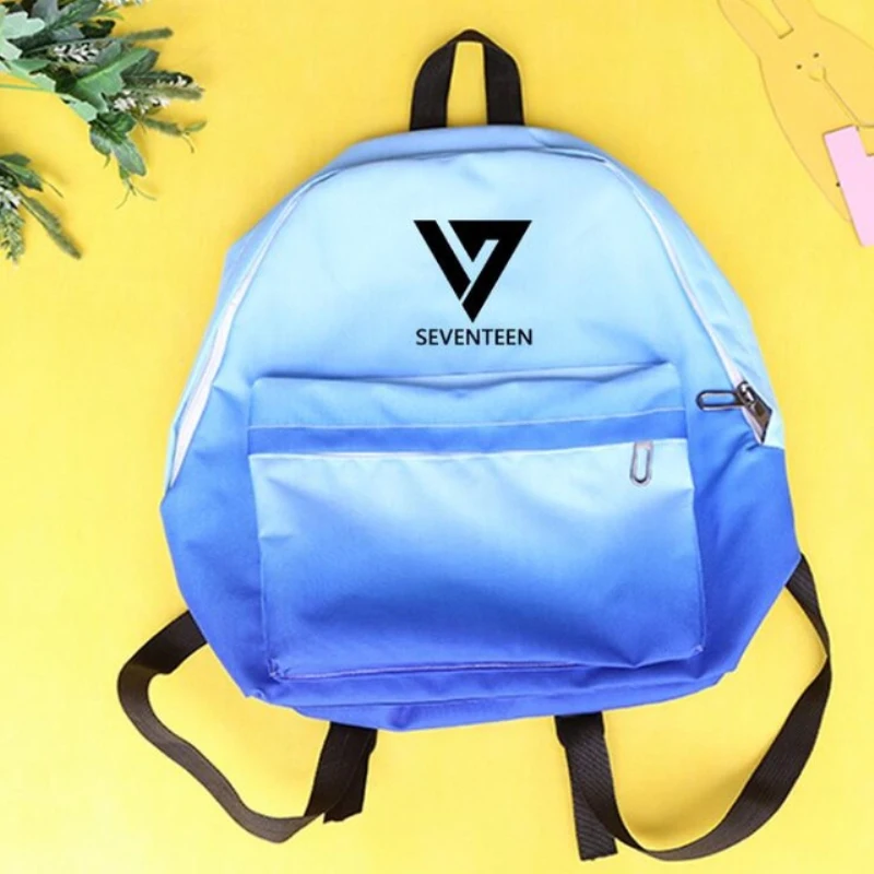 Mainlead Kpop Seventeen 17 Group Seungcheol Pink Blue Canvas Bag Student Backpack |