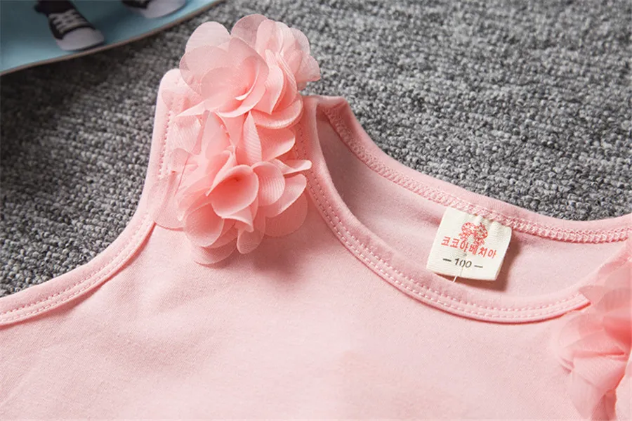 3-8 Т Хлопка Платье Девушки Летние Дети Повседневная Одежда Младенца цветка