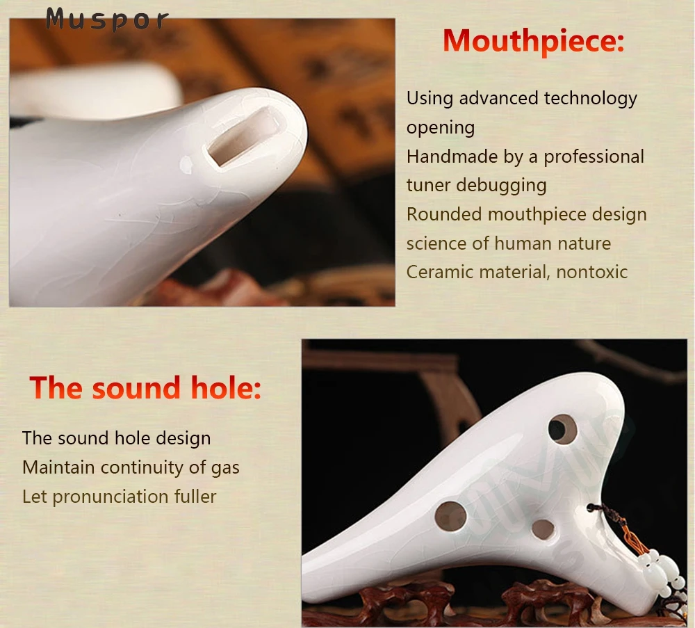 Керамическая Флейта 12 отверстий окарина времени AC желтая слива высокое качество