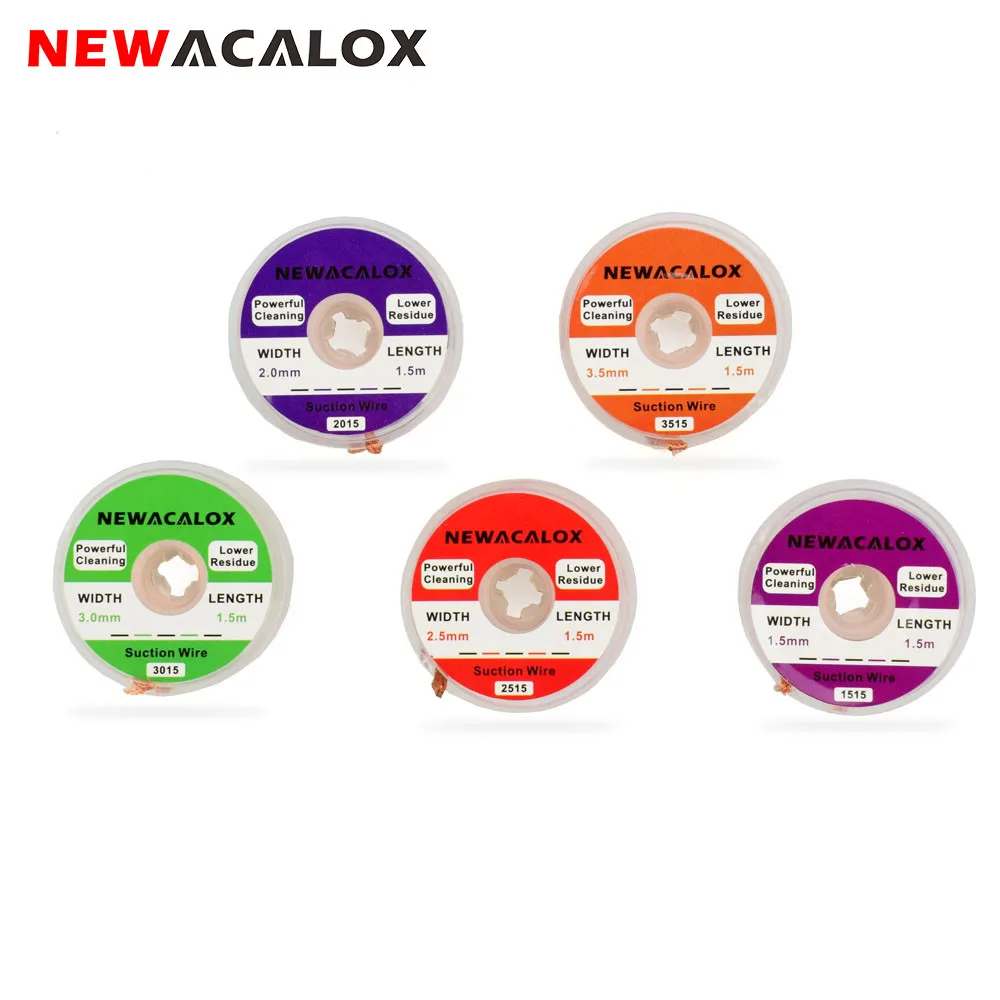 

NEWACALOX Desoldering Wire 1.5/2.0/2.5/3.0/3.5mm Suction Tin Desoldering Wick Solder Braid Wire for PCB Tin Remove Welding Tool