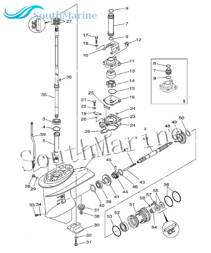 Лодочный мотор 65W 45611 00 вал пропеллера для Yamaha подвесной 4 тактный двигатель F25D