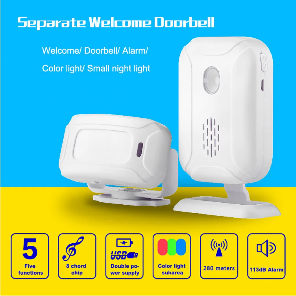 HIPERDEAL умные приборы беспроводной PIR датчик движения детектор сигнализации большой диапазон движения сигнализации дверной звонок 19Apr18