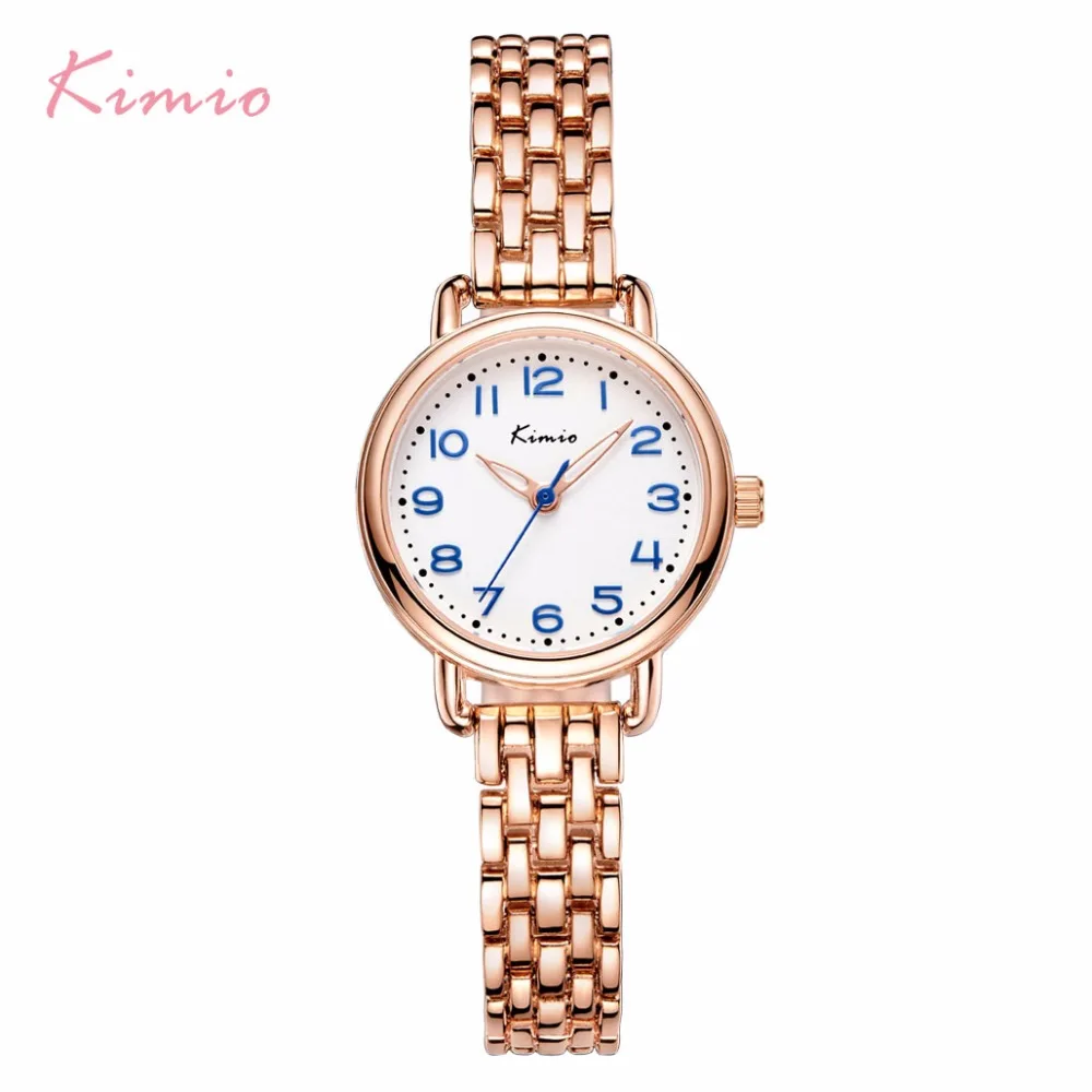 Женские часы KIMIO из нержавеющей стали, перламутровый циферблат, полые женские часы-браслет, повседневные кварцевые часы от AliExpress WW