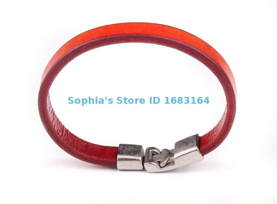 Мужской Браслет манжета BL07 оранжевый тонкий простой кожаный браслет|bracelet