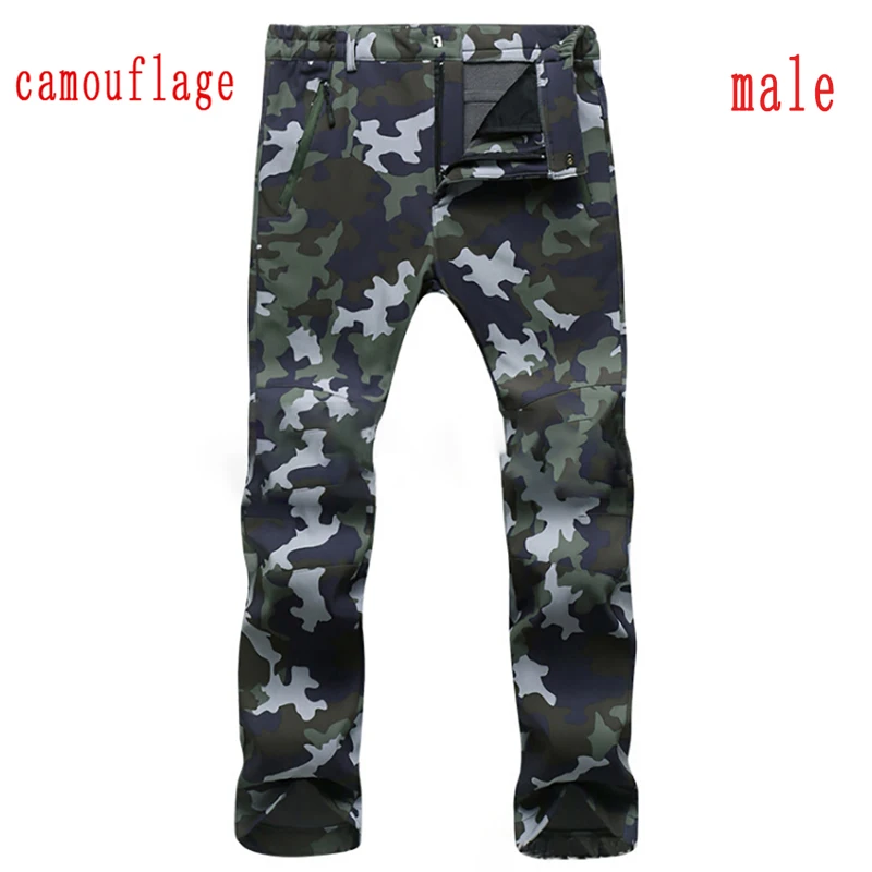 Men Camouflage Мужские и женские уличные спортивные флисовые Зимние флисовые походные брюки для кемпинга водонепроницаемые ветрозащитные тепловые мужские брюки - Цвет: Men Camouflage
