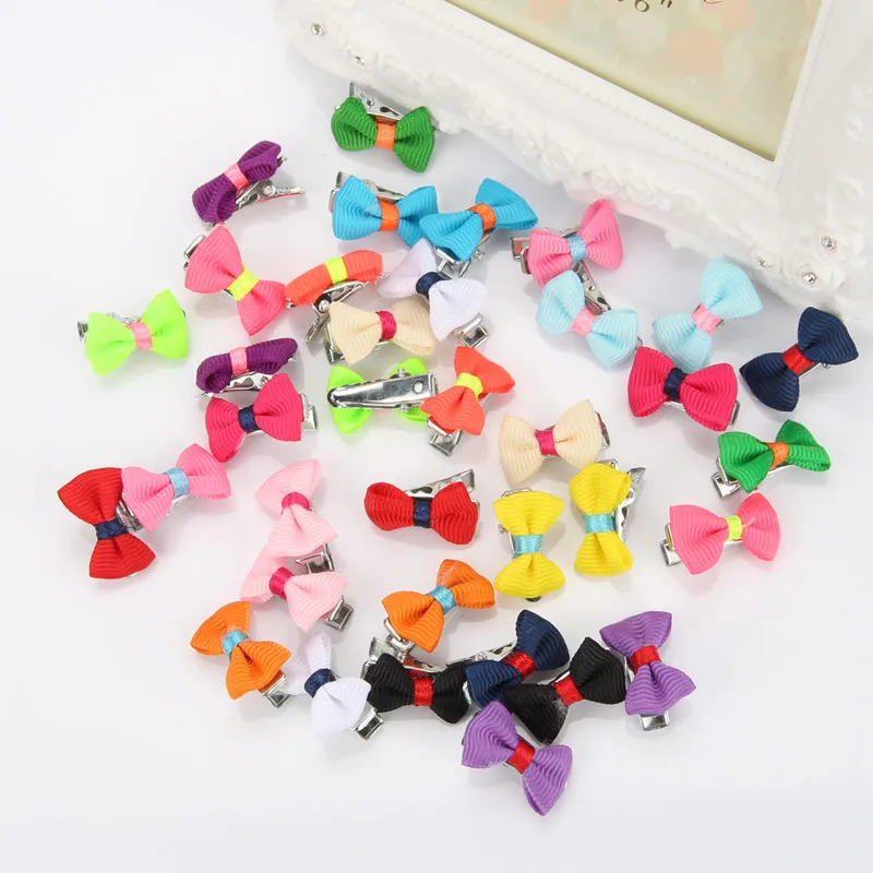 

2cm Pet/children bow tie Dog hair ornaments Hair Barrettes wholesale Cute BB Mini clip pet accessories 100pcs