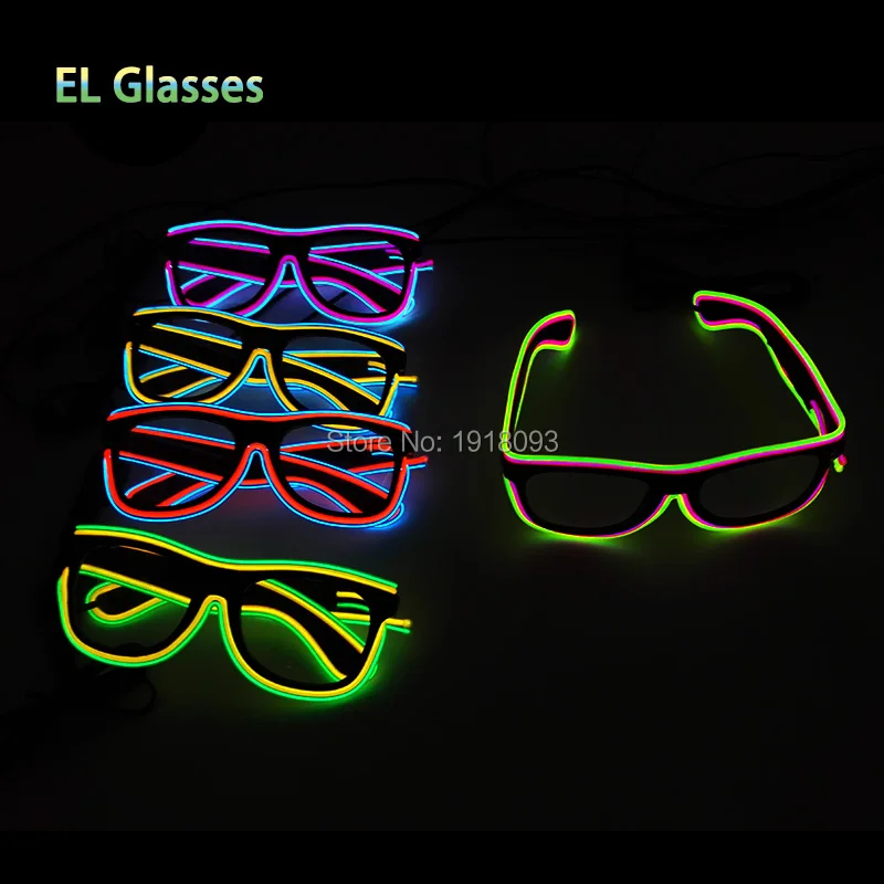 Пластиковые светящиеся очки EL Wire мигающие wire rope cable неоновые световые для - Фото №1