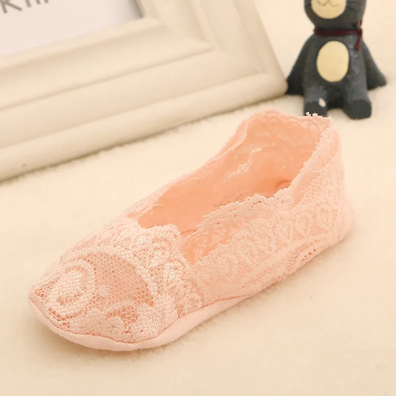pink Весенне-летние детские носки-лодочки детские кружевные невидимые лодочки носки силиконовый не скользящий пропускающие воздух короткие носки Товары для новорожденных - Цвет: pink