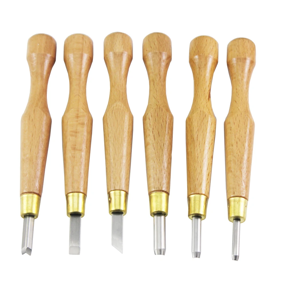 6 in 1 Solid Handle Woodcut Scorper Wood Carving Chisels Set Woodworking Knife Hand Tool Kit | Инструменты