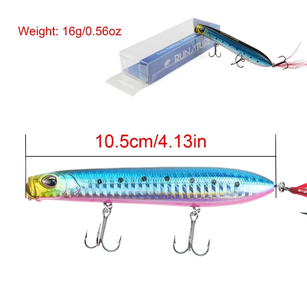 Runature Snake Popper Fihing приманка воблеры 3D глаза 105 мм 16 г/1 шт. французский крючки 5 цветов