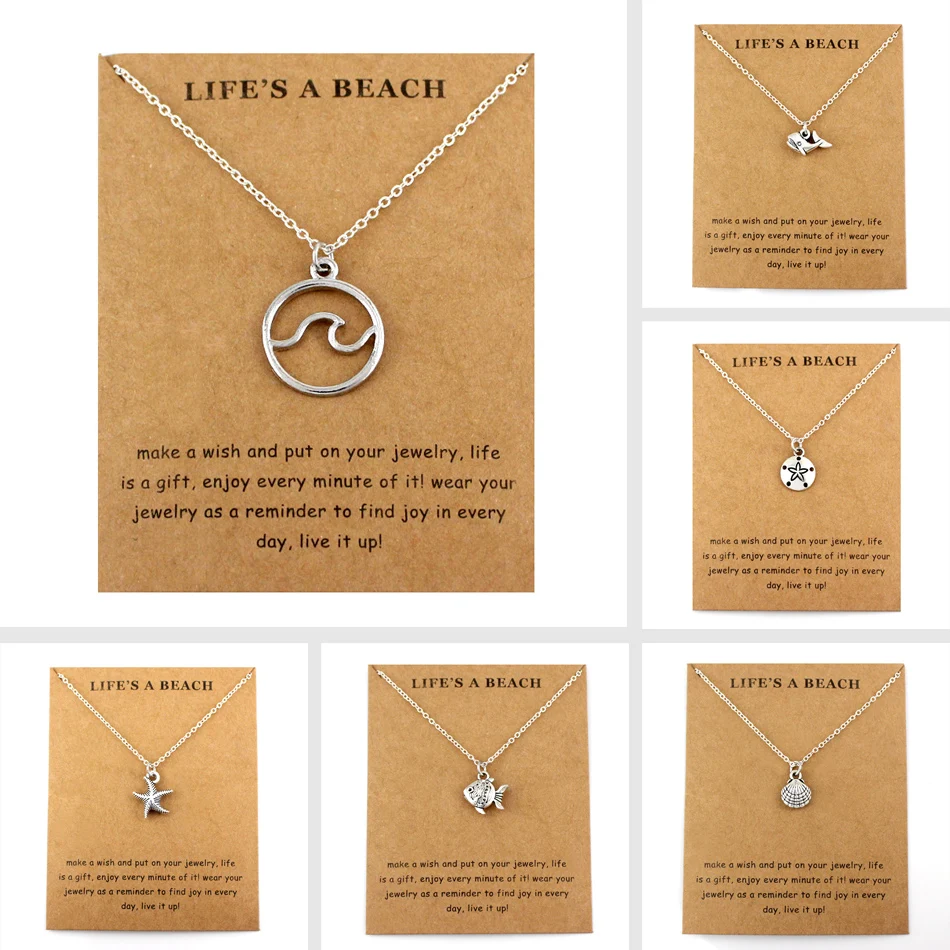 

Seahorse Beach Ocean Pendants Necklaces Waves Starfish Sea Turtle Sand Dollar Mermaid Women Men Unisex Fashion Jewelry Gift