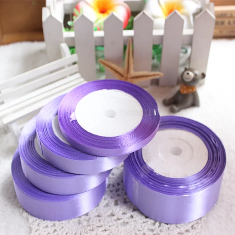 25 ярдов светло-фиолетовая шелковая атласная лента для свадебной вечеринки