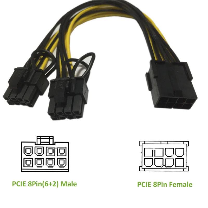 Кабель удлинитель ult best 5 шт./лот PCI E PCIE 8p Женский на 2 порта двойной 8pin 6 + p Мужской GPU