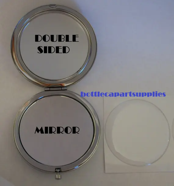DIY Chrome Silver Plated Compact Mirror Kit Make personal mirror Comes with Matching Epoxy Stickers to Seal Your Image | Красота и