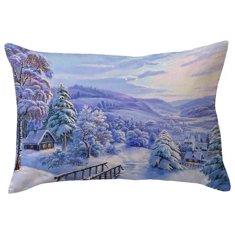 Рождественские льняные наволочки мягкие прямоугольные украшения для дома