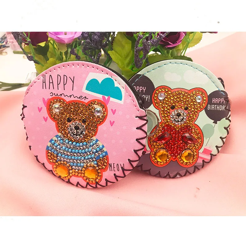 2 шт. DIY алмазная живопись милый полярный медведь Пингвин лошадь кожаный кошелек