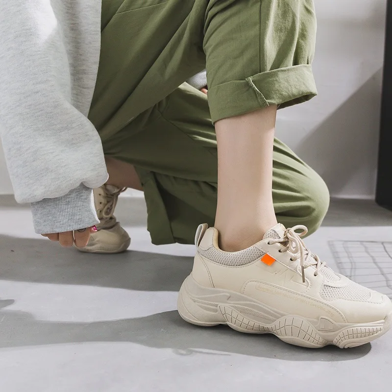 Женские кроссовки сезон весна женская обувь на толстой подошве платформе