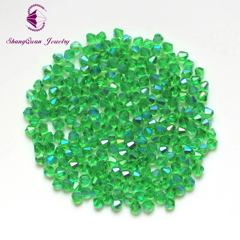 Бусины Shangquan Bicone Crystal AB 200 шт./лот 4 мм чешские стеклянные бусины россыпью с гранями