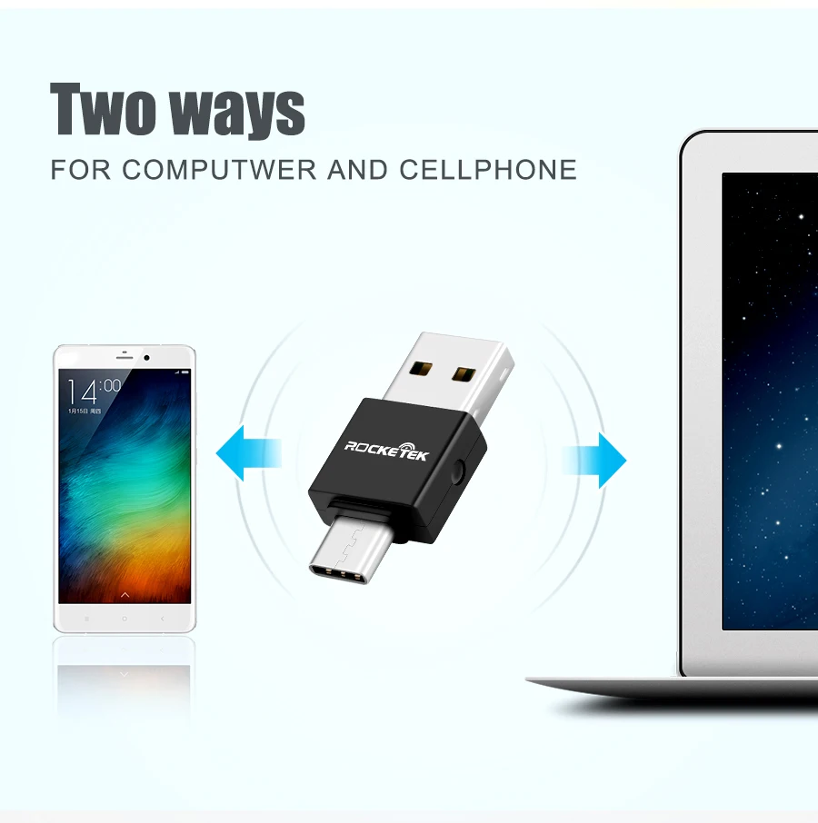 Rocketek высокое качество тип-c usb 2,0 otg телефон Тип c устройство для чтения карт памяти Адаптер для TF micro SD ПК компьютер ноутбук аксессуары