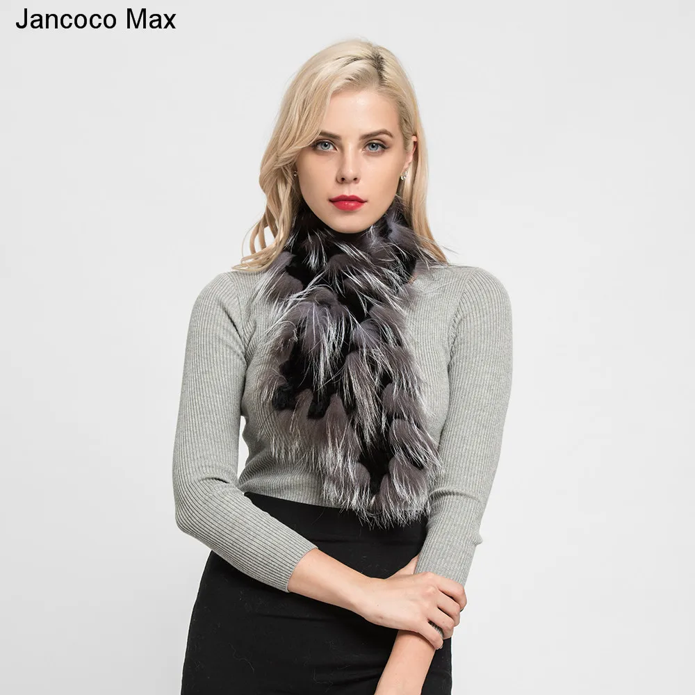 Jancoco Max новое поступление настоящий мех кролика и настоящий Лисий мех шарф женские модные стильные шали Осень Зима Глушитель S7179
