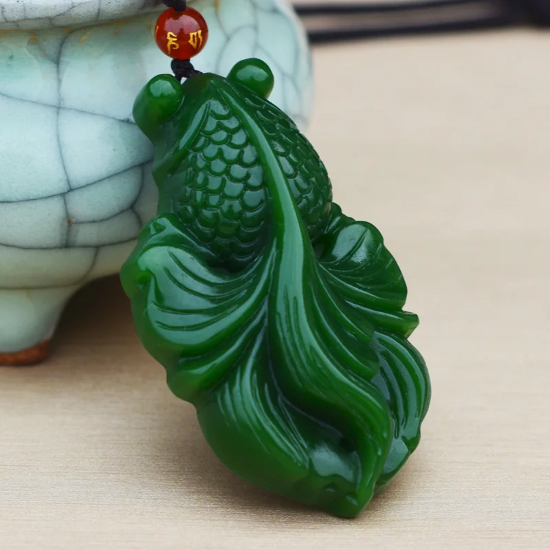 Натуральный кулон из яшмы ручной резной карпа подвеска с нефритом ожерелье