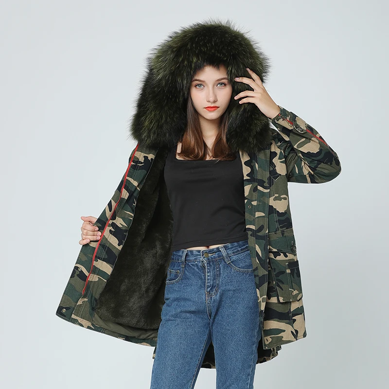 OFTBUY 2019 зимняя куртка пальто женская верхняя одежда 100 натуральный мех енота