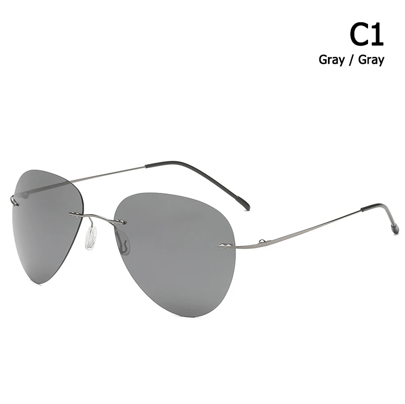 C1 Gray Gray JackJad, мужские ультралегкие очки без оправы, пилот, титан, поляризационные солнцезащитные очки, складные петли, для вождения, фирменный дизайн, солнцезащитные очки, Oculos De Sol - Цвет линз: C1 Gray Gray