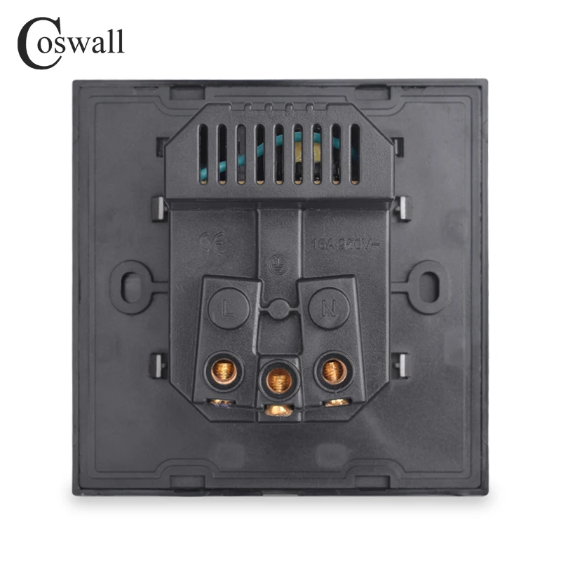 Coswall, двойной usb порт для зарядки, 5 В, 2.1A, светодиодный индикатор, 16A, настенная розетка европейского стандарта, ПК Панель, серый, черный, белый, золотой