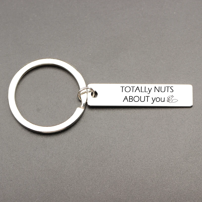 LOVERS Custom engraved TOTALLY NUTS ABOUT YOU Keychain Squirrel KEyring Boyfriend/Girlfriend Wedding gift | Украшения и